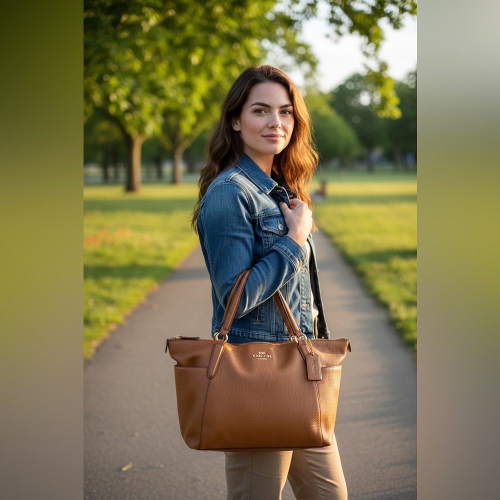 Coach Ava Tote Saddle Brown pebbled leather EUC - Picture 3 of 15